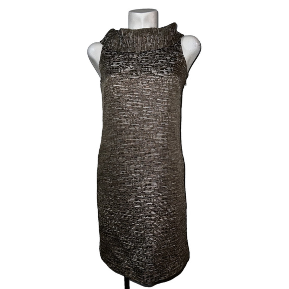 Michael Kors Dresses & Skirts - Michael Kors Size 4 Brown Dark Camel Textured Sleeveless Cowl Neck Sheath Dress